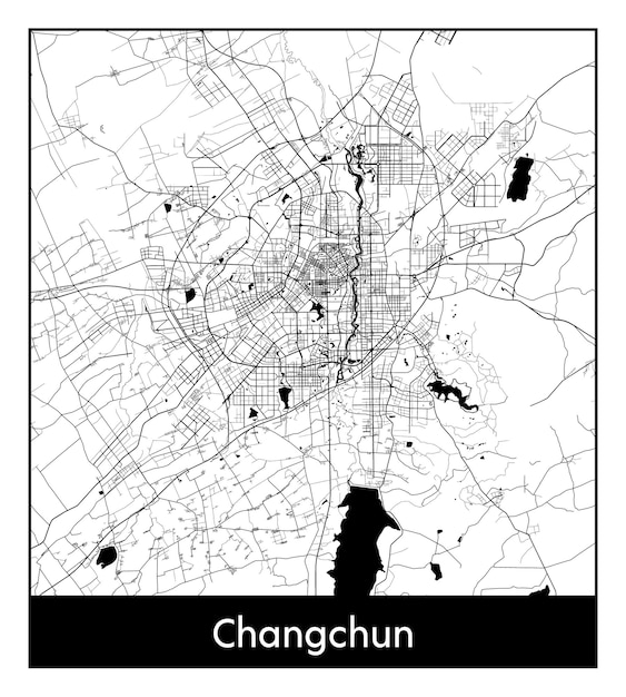 Minimal city map of Changchun (China, Asia)