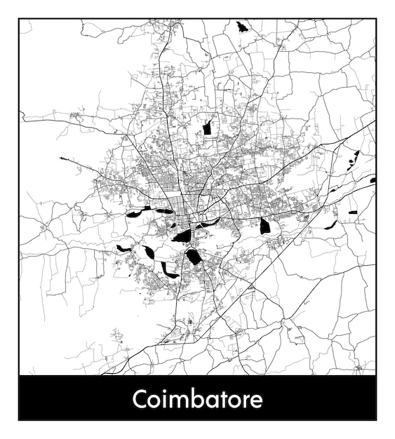 コインバトールの最小限の都市地図（インド、アジア）