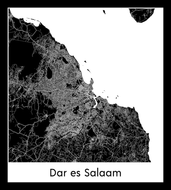 ダルエスサラームの最小限の都市地図（タンザニア、アフリカ）