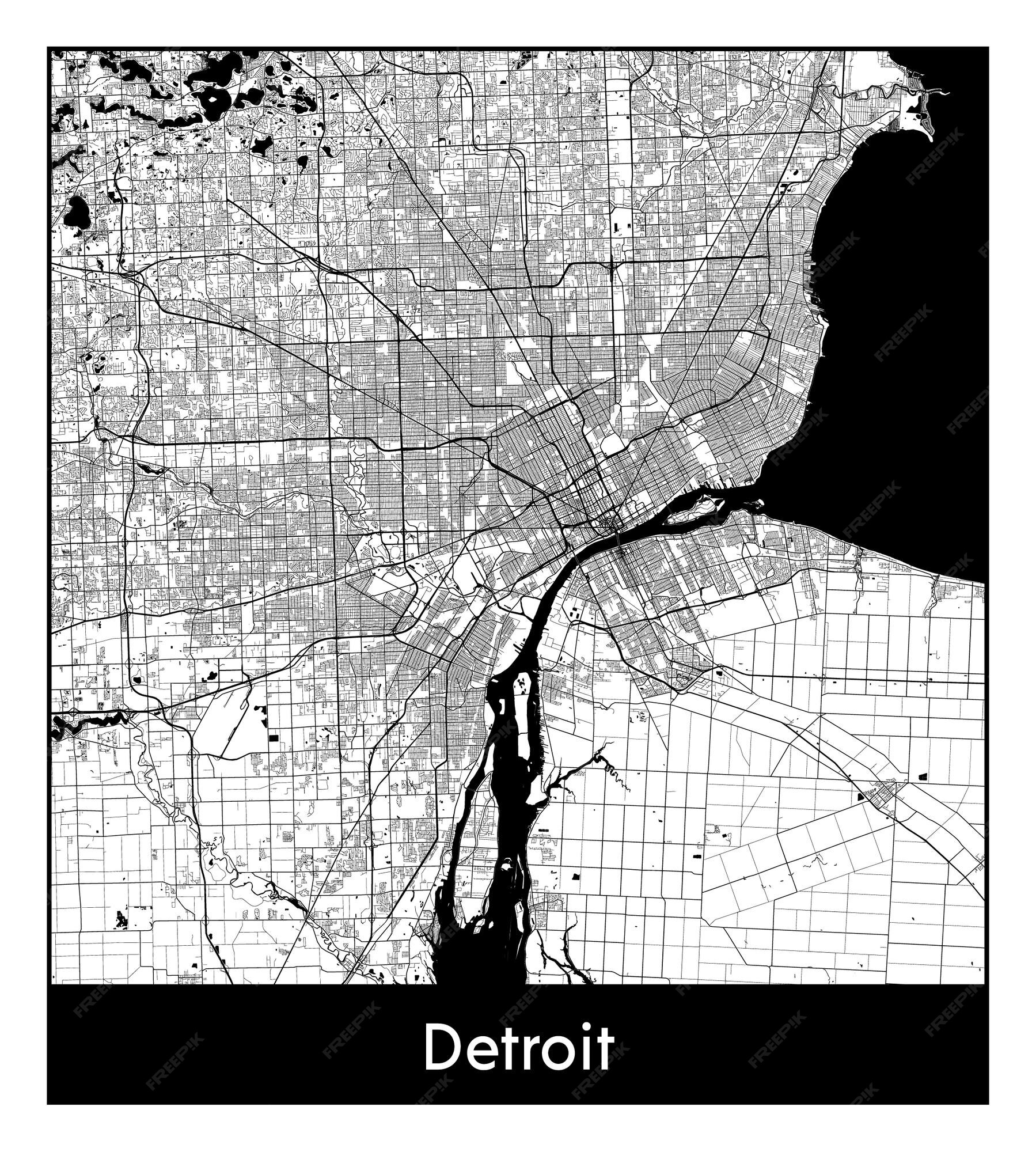 Premium Vector Minimal city map of detroit (united states, north america)