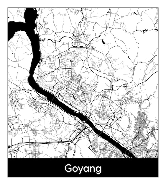 Vector minimal city map of goyang (south korea, asia)