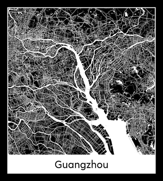 Minimal city map of Guangzhou (China, Asia)