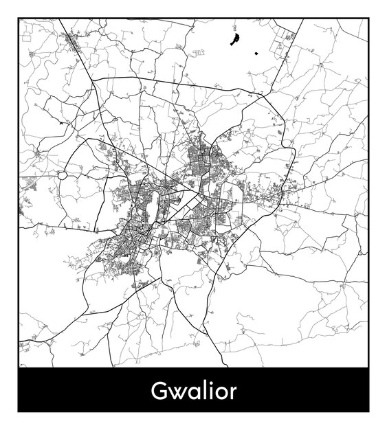 Gwalior의 최소 도시 지도(인도, 아시아)