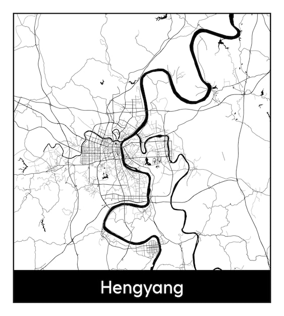 Vettore mappa minima della città di hengyang (cina, asia)