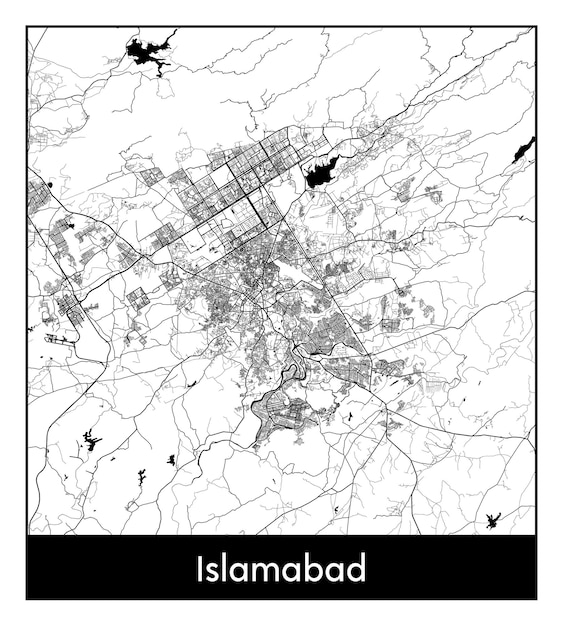 Минимальная карта города Исламабада (Пакистан, Азия)