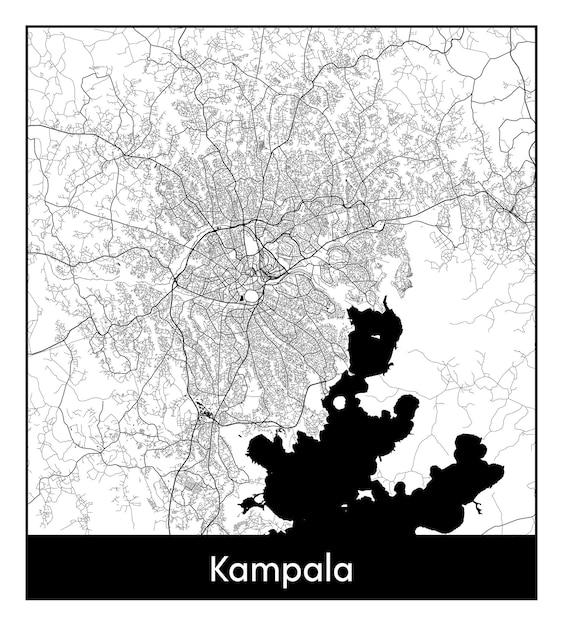 Minimal city map of Kampala (Uganda, Africa)