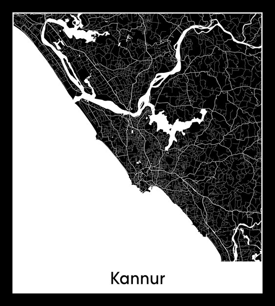 Kannur의 최소 도시 지도(인도, 아시아)