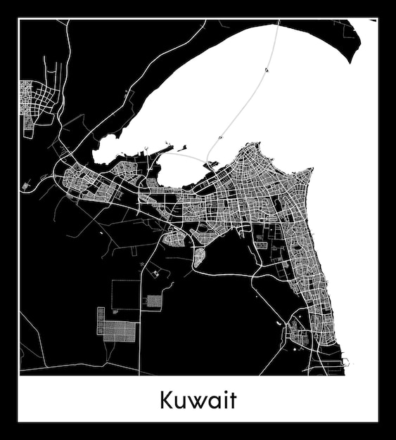 Minimal city map of Kuwait (Kuwait, Asia)