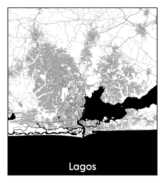 Минимальная карта города Лагоса (Нигерия, Африка)