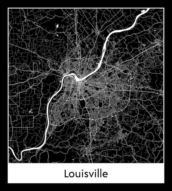 Mappa minima della città di louisville (stati uniti, nord america)