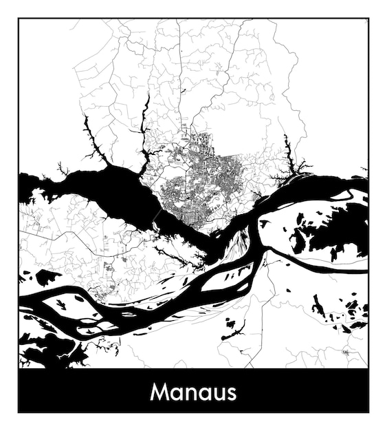 Minimal city map of Manaus (Brazil, South America)