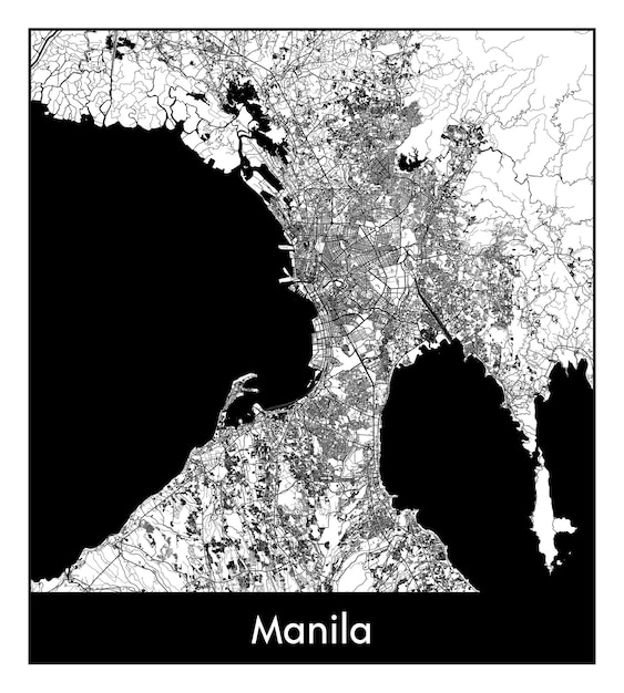 マニラの最小限の都市地図（フィリピン、アジア）