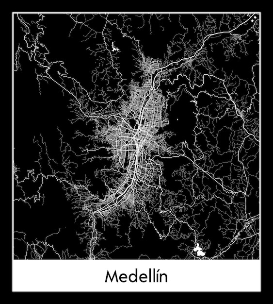 Mappa della città minima di medellin colombia sud america