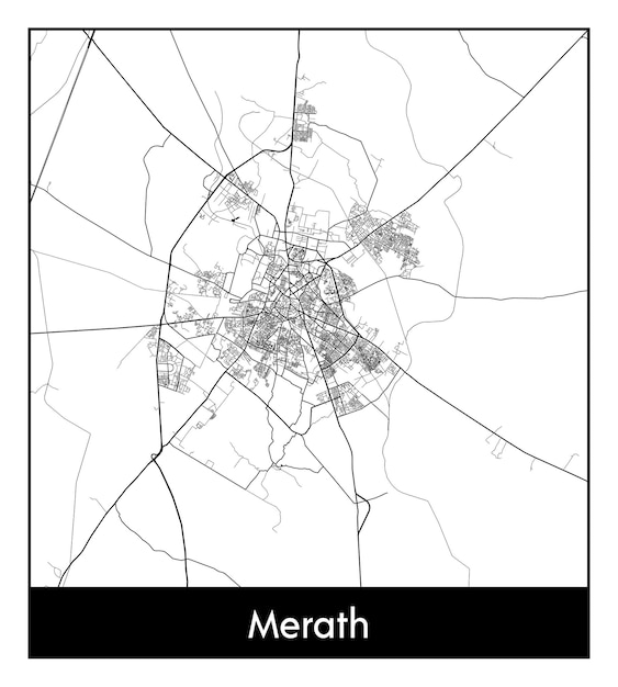 Mappa minima della città di merath (india, asia)