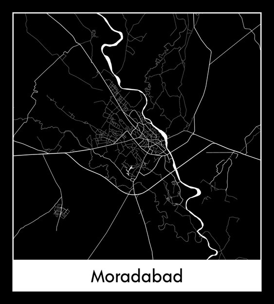 Moradabad의 최소 도시 지도(인도, 아시아)