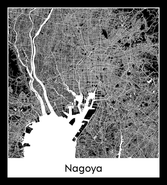 Минимальная карта города Нагоя (Япония, Азия)