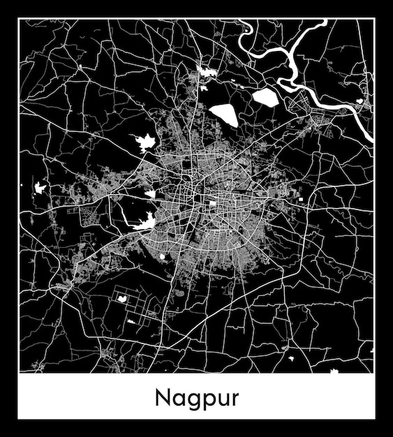 ナグプールの最小限の都市地図（インド、アジア）