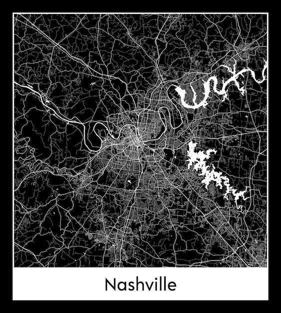 내슈빌의 최소 도시 지도(미국, 북미)