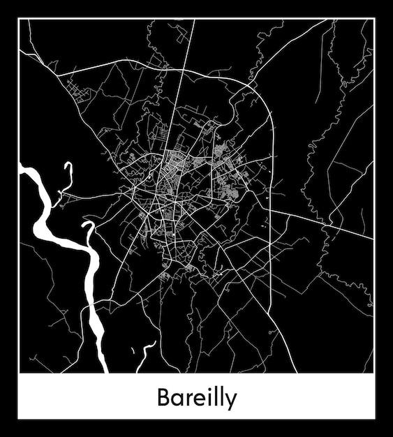 Bareilly의 최소 도시 지도(인도, 아시아)