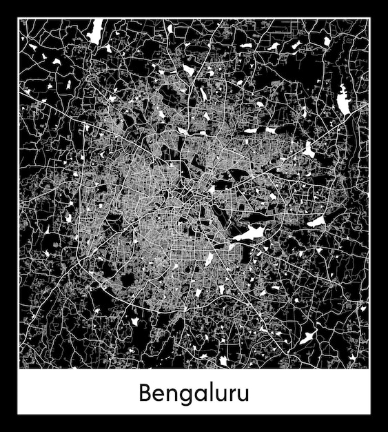 バンガロールの最小限の都市地図（インド、アジア）