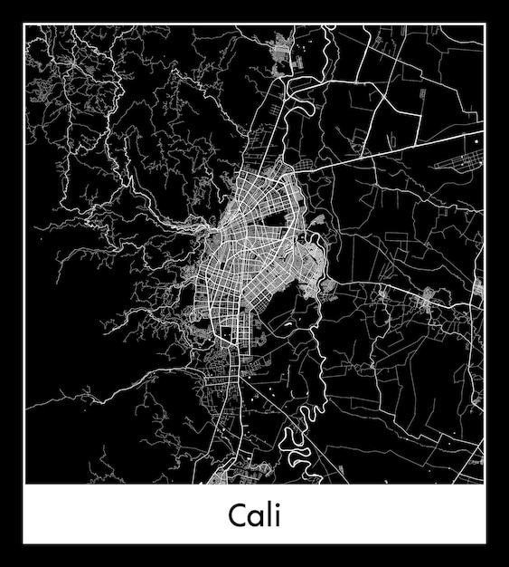 칼리의 최소 도시 지도(콜롬비아, 남아메리카)