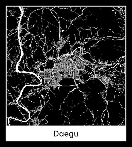 大邱の最小限の都市地図（韓国、アジア）