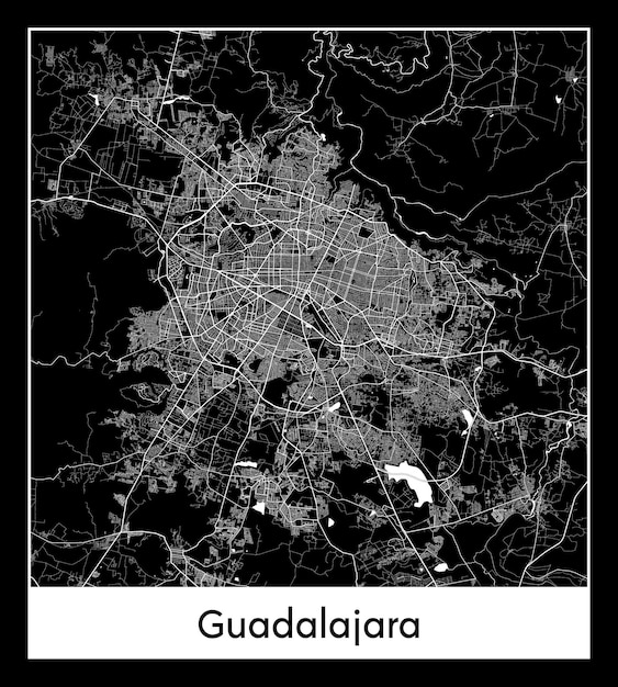 グアダラハラの最小限の都市地図（メキシコ、北アメリカ）