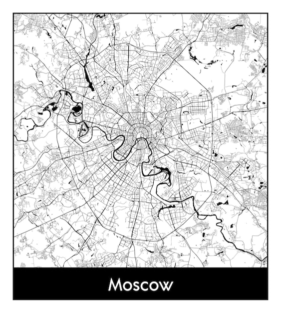 モスクワの最小限の都市地図（ロシア、ヨーロッパ）