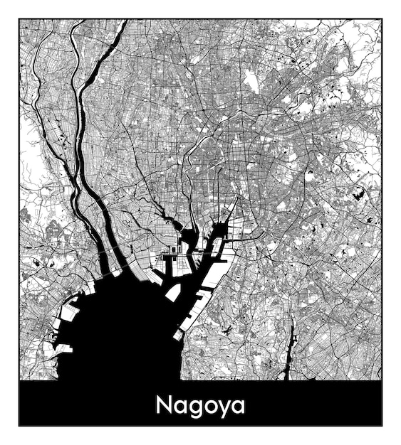 名古屋のミニマルシティマップ（日本、アジア）