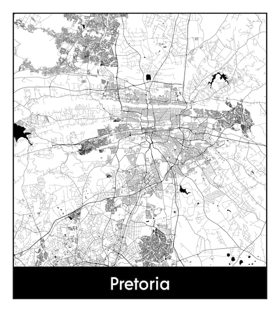 프리토리아의 최소 도시 지도(남아프리카 공화국, 아프리카)