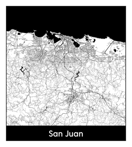 San Juan의 최소 도시 지도(푸에르토리코, 북미)