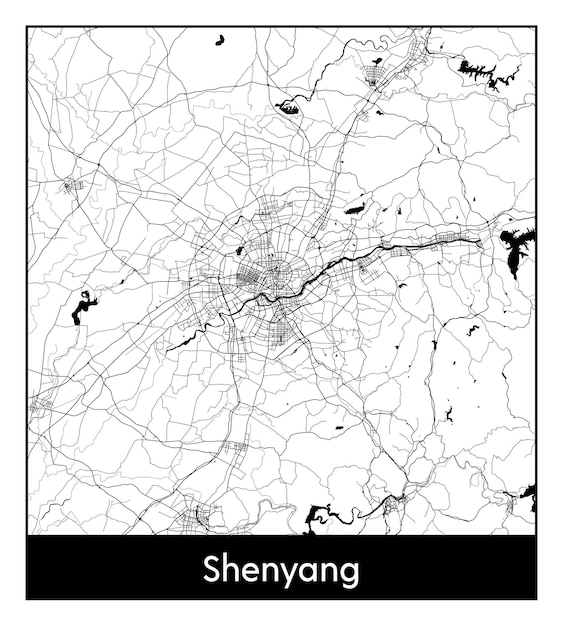 瀋陽の最小限の都市地図（中国、アジア）