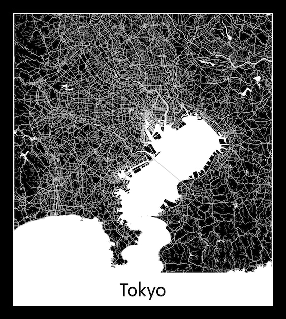 Вектор Минимальная карта города токио япония азия
