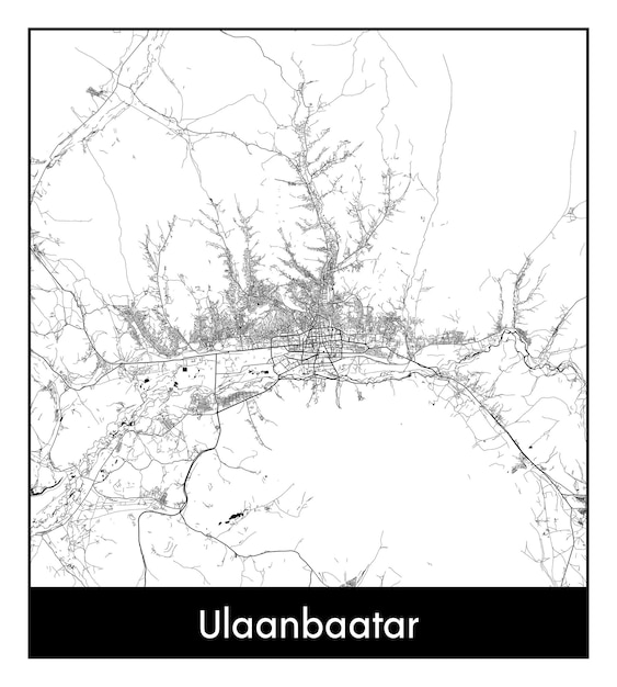 Минимальная карта города улан-батор (монголия, азия)