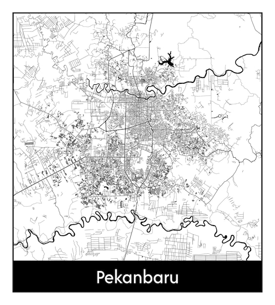 Vector minimal city map of pekanbaru (indonesia, asia)