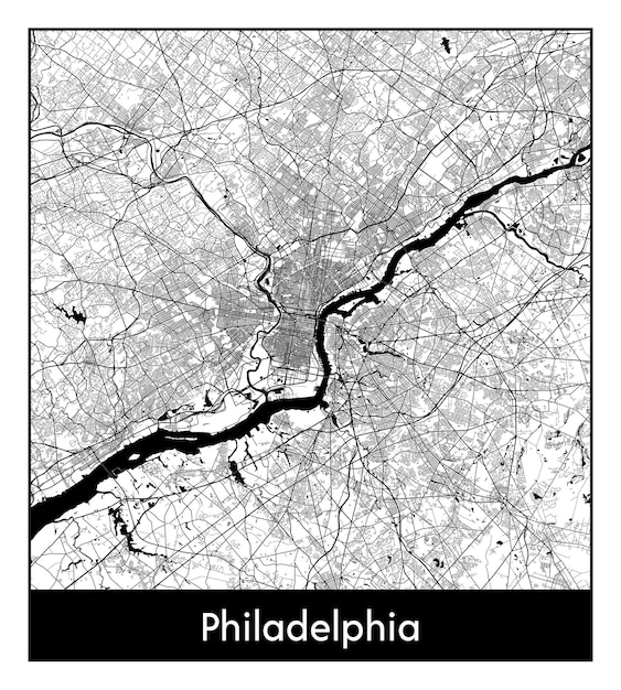 Минимальная карта города Филадельфии (США, Северная Америка)