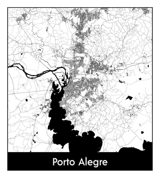 Minimal city map of porto alegre (brazil, south america)