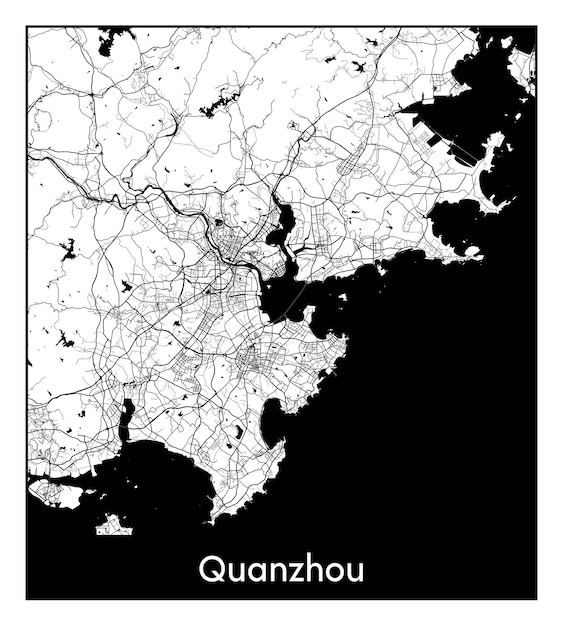 취안저우의 최소 도시 지도(중국, 아시아)