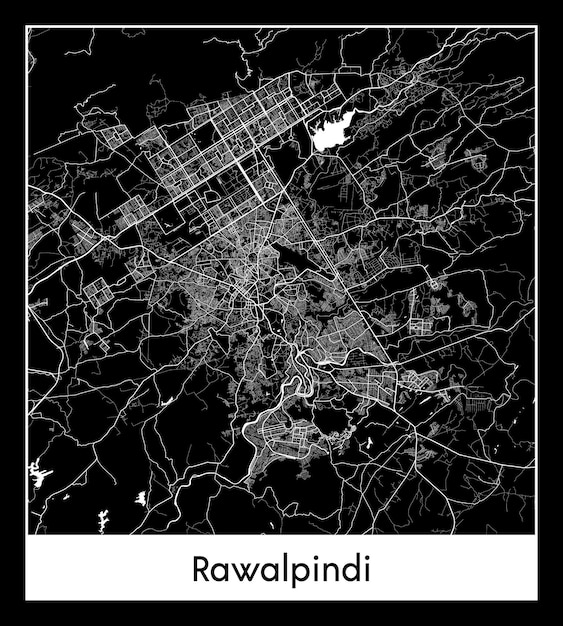 ラワルピンディの最小限の都市地図（パキスタン、アジア）