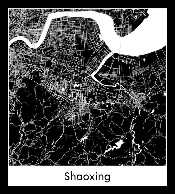 Minimal city map of Shaoxing (China, Asia)