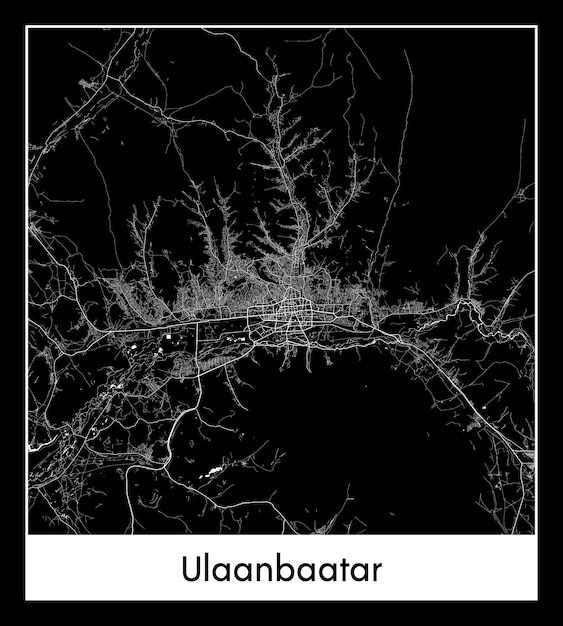 ウランバートルの最小限の都市地図（モンゴル、アジア）