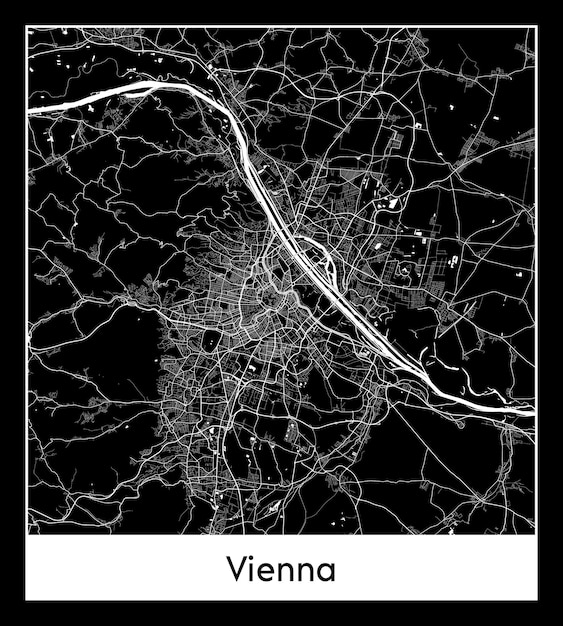 Mappa minima della città di vienna (austria, europa)