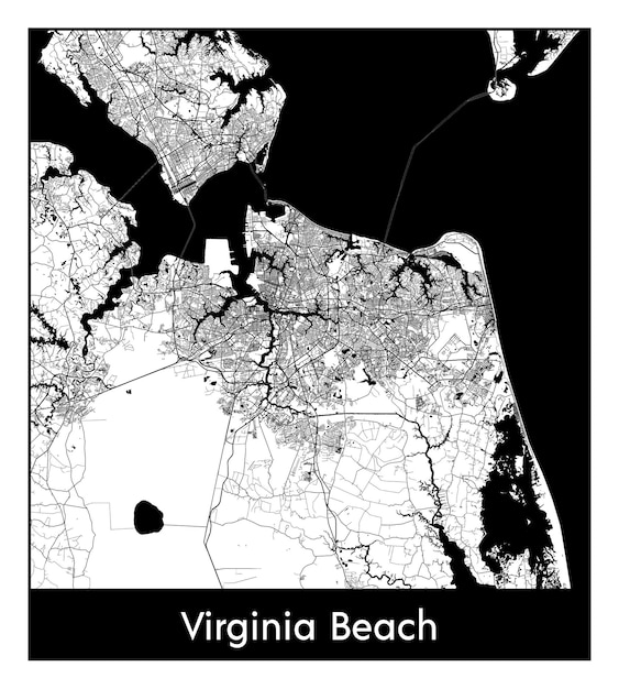 バージニアビーチの最小限の都市地図（アメリカ合衆国、北アメリカ）