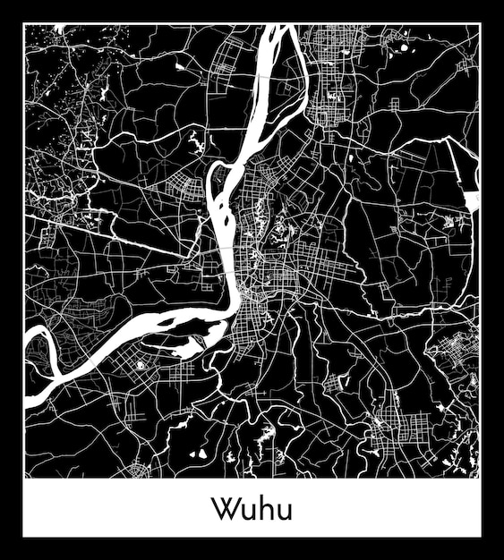 Minimal city map of Wuhu (China, Asia)