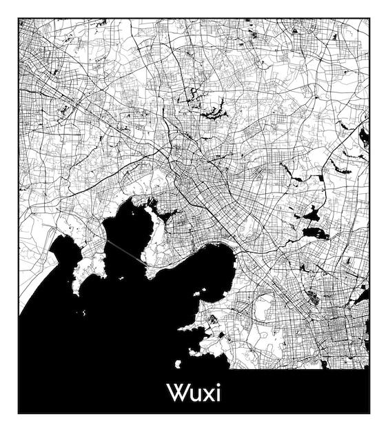 Vector minimal city map of wuxi (china, asia)