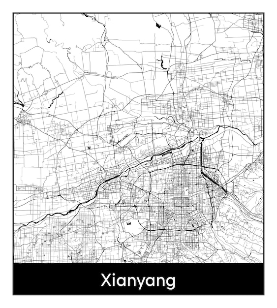 咸陽の最小限の都市地図（中国、アジア）