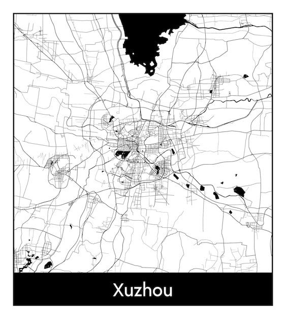 徐州の最小限の都市地図（中国、アジア）