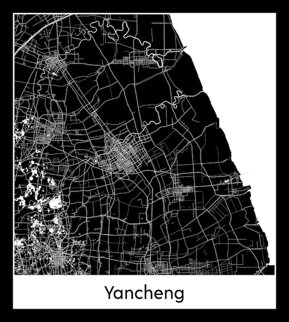 Mappa minima della città di yancheng (cina, asia)