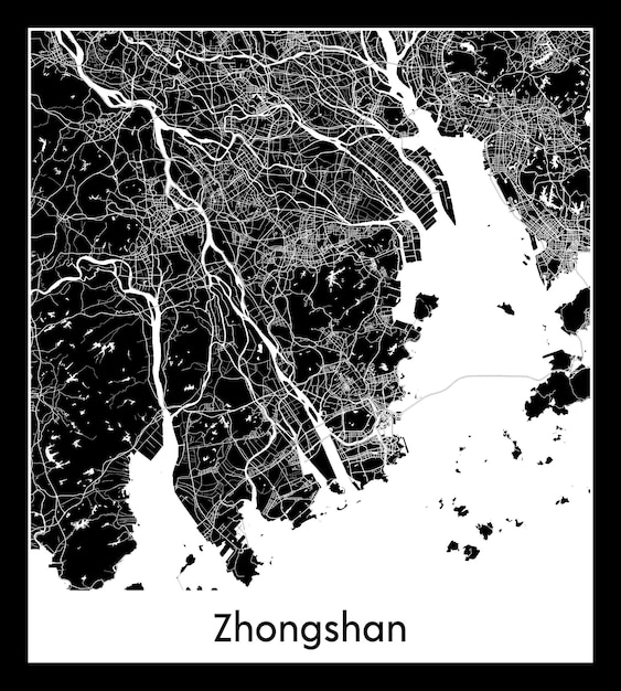 Minimal city map of Zhongshan (China, Asia)