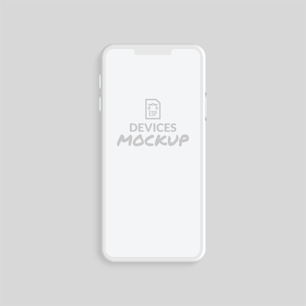 Minimal clay render smartphone mockup with blank screen